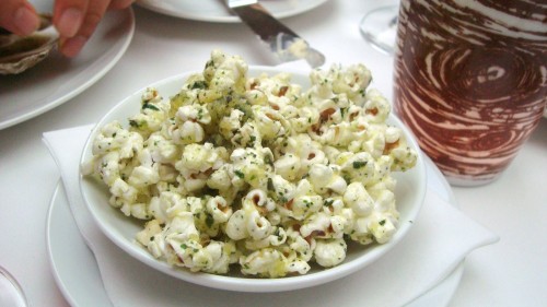Fire- Popped Oak Grove Popcorn Tossed with Fried Herbs and Parmesan