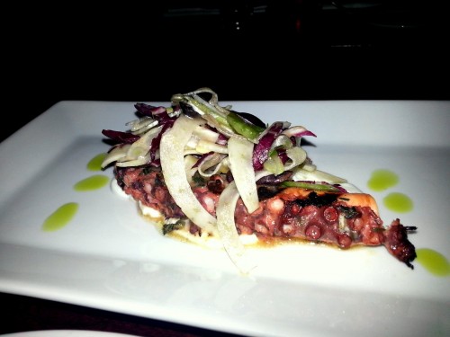 Grilled Portuguese Octopus: Shaved Celery, Radicchio, Fennel, Kalamata Olives, Greek Yogurt & Charred Lemon Vinaigrette