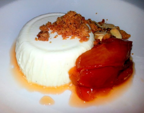 Butterscotch Pannacotta with roasted plums