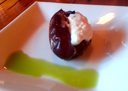 Roasted date and ricotta.